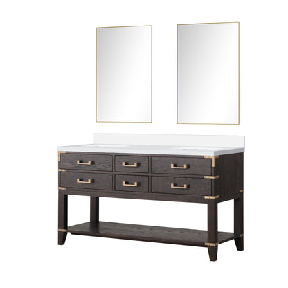 Norwalk 60 in W x 22 in D Brown Oak Double Bath Vanity