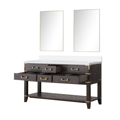 Norwalk 60 in W x 22 in D Brown Oak Double Bath Vanity