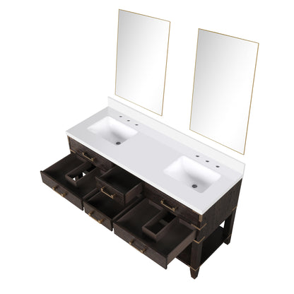 Norwalk 60 in W x 22 in D Brown Oak Double Bath Vanity