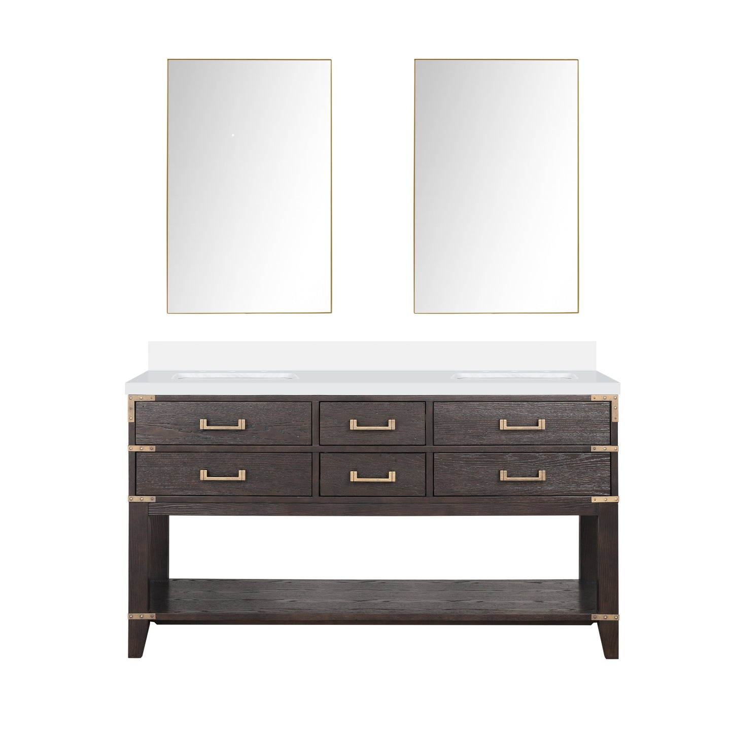 Norwalk 60 in W x 22 in D Brown Oak Double Bath Vanity