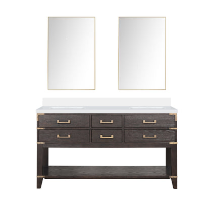 Norwalk 60 in W x 22 in D Brown Oak Double Bath Vanity