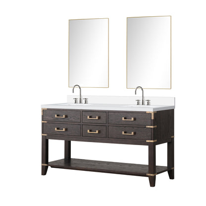 Norwalk 60 in W x 22 in D Brown Oak Double Bath Vanity