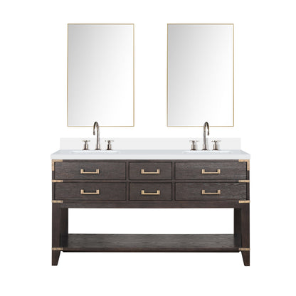 Norwalk 60 in W x 22 in D Brown Oak Double Bath Vanity