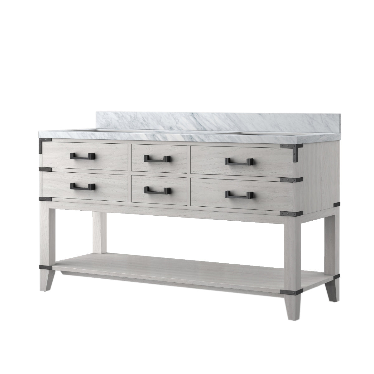 Norwalk 60 in W x 22 in D White Oak Double Bath Vanity