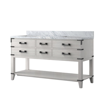Norwalk 60 in W x 22 in D White Oak Double Bath Vanity