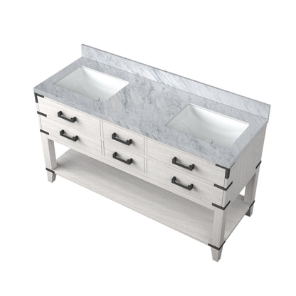 Norwalk 60 in W x 22 in D White Oak Double Bath Vanity