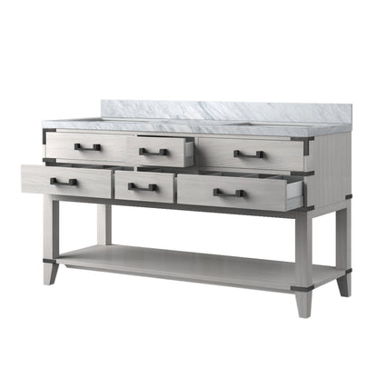 Norwalk 60 in W x 22 in D White Oak Double Bath Vanity