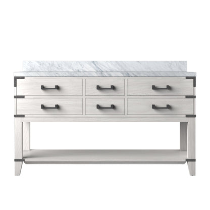 Norwalk 60 in W x 22 in D White Oak Double Bath Vanity