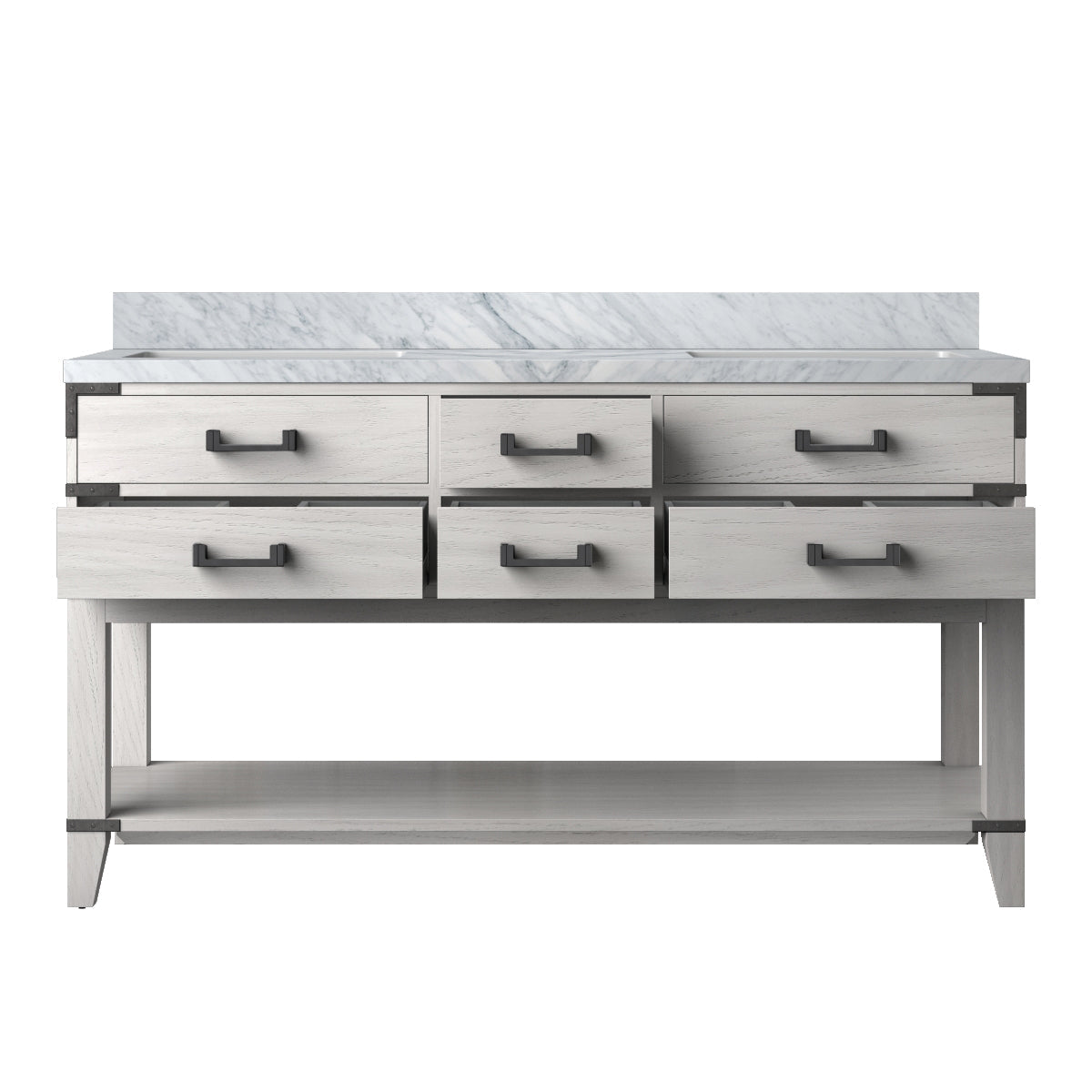 Norwalk 60 in W x 22 in D White Oak Double Bath Vanity