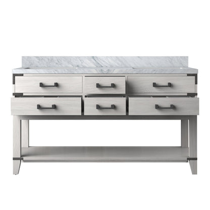 Norwalk 60 in W x 22 in D White Oak Double Bath Vanity