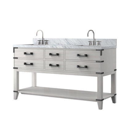 Norwalk 60 in W x 22 in D White Oak Double Bath Vanity