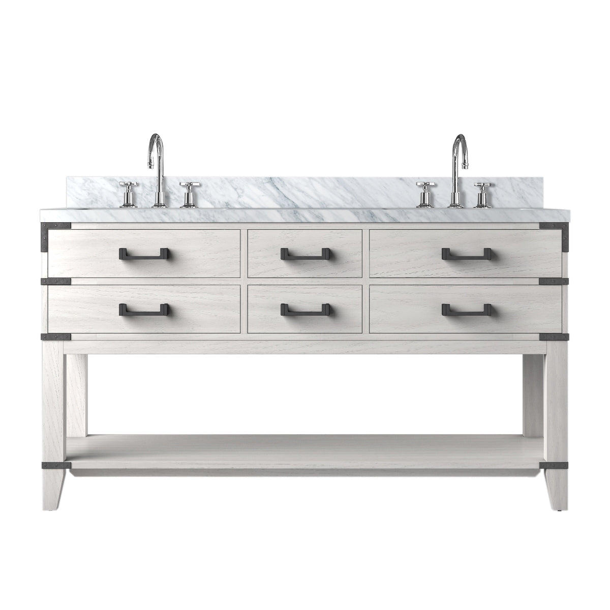 Norwalk 60 in W x 22 in D White Oak Double Bath Vanity