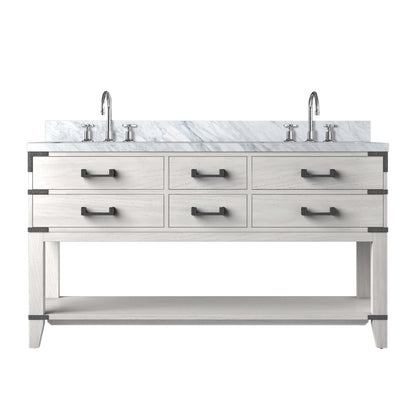 Norwalk 60 in W x 22 in D White Oak Double Bath Vanity