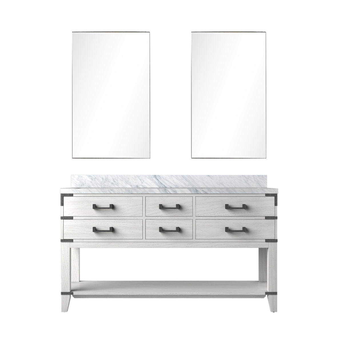 Norwalk 60 in W x 22 in D White Oak Double Bath Vanity