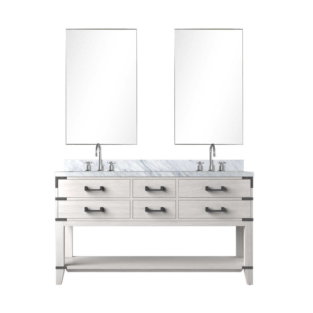 Norwalk 60 in W x 22 in D White Oak Double Bath Vanity