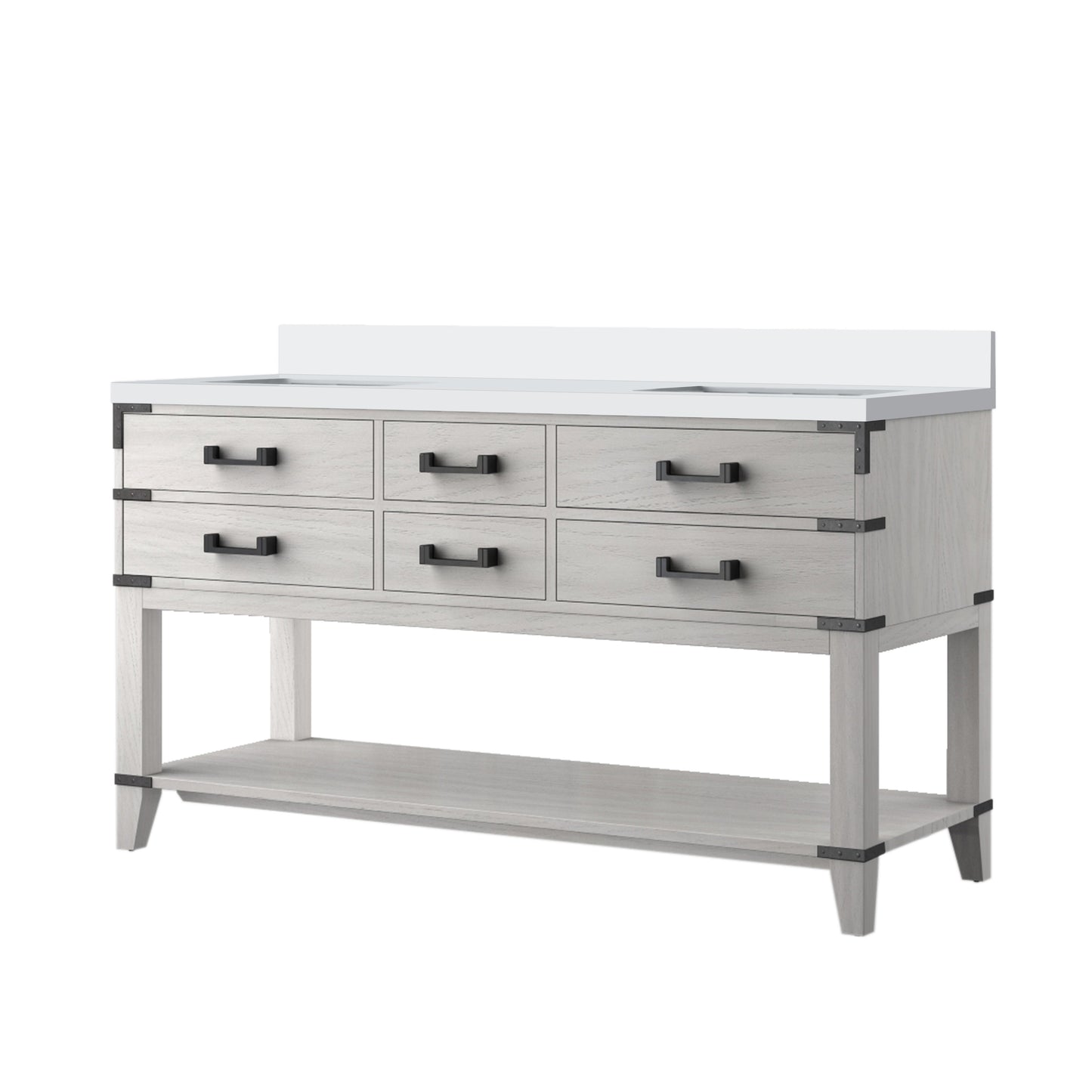 Norwalk 60 in W x 22 in D White Oak Double Bath Vanity