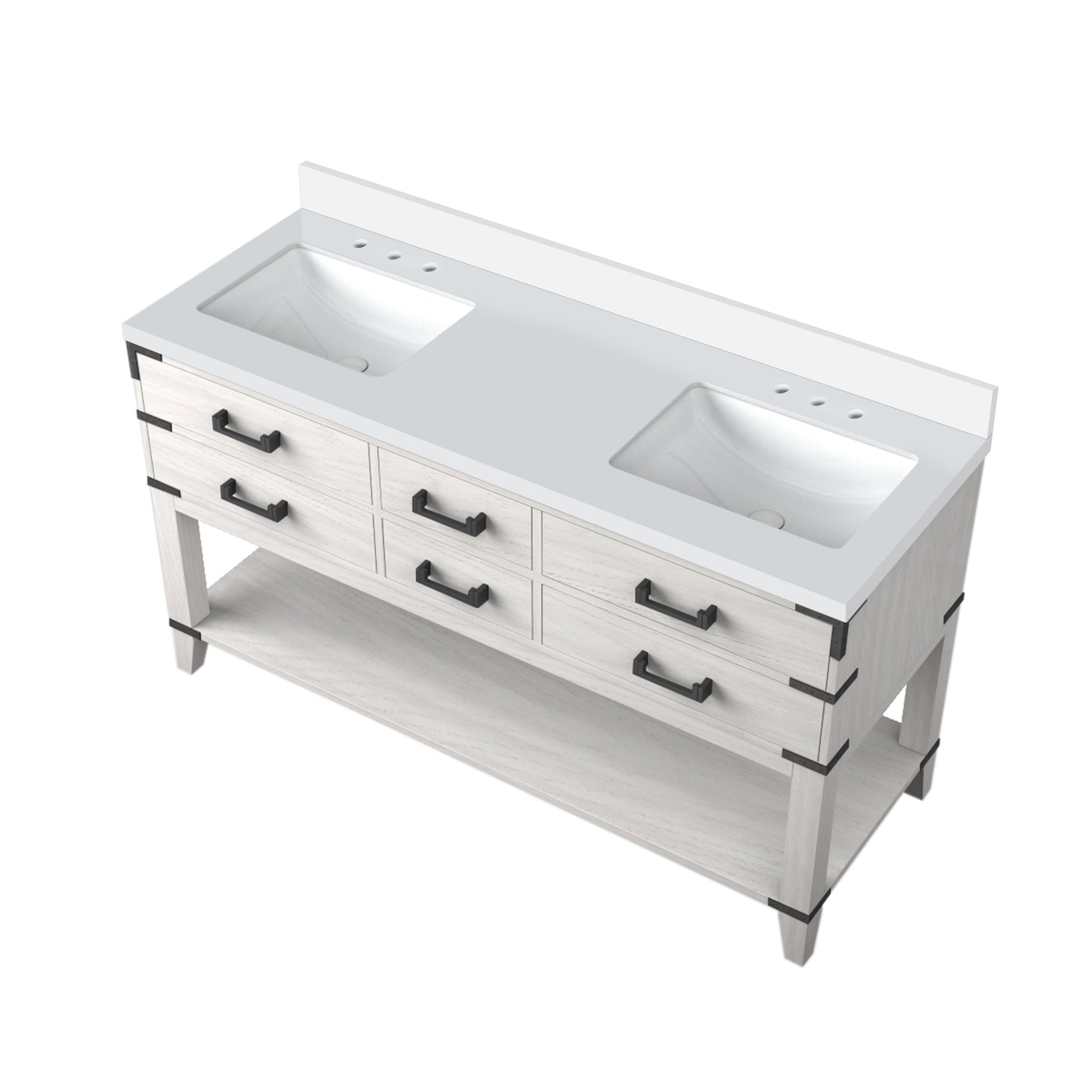 Norwalk 60 in W x 22 in D White Oak Double Bath Vanity