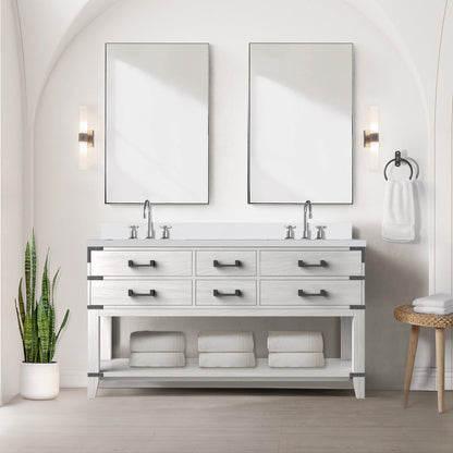 Norwalk 60 in W x 22 in D White Oak Double Bath Vanity