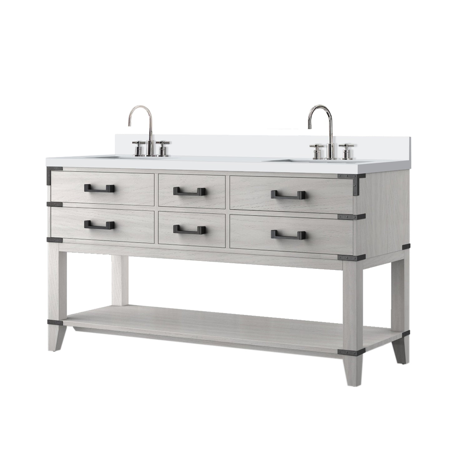 Norwalk 60 in W x 22 in D White Oak Double Bath Vanity