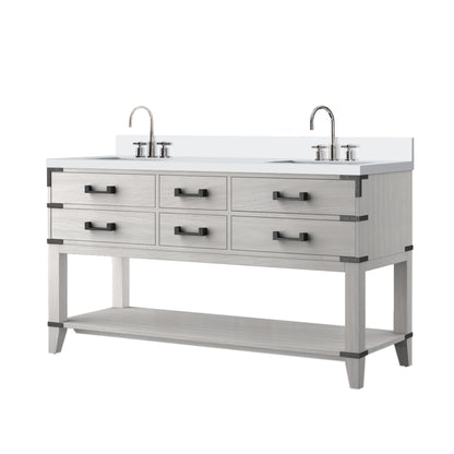 Norwalk 60 in W x 22 in D White Oak Double Bath Vanity