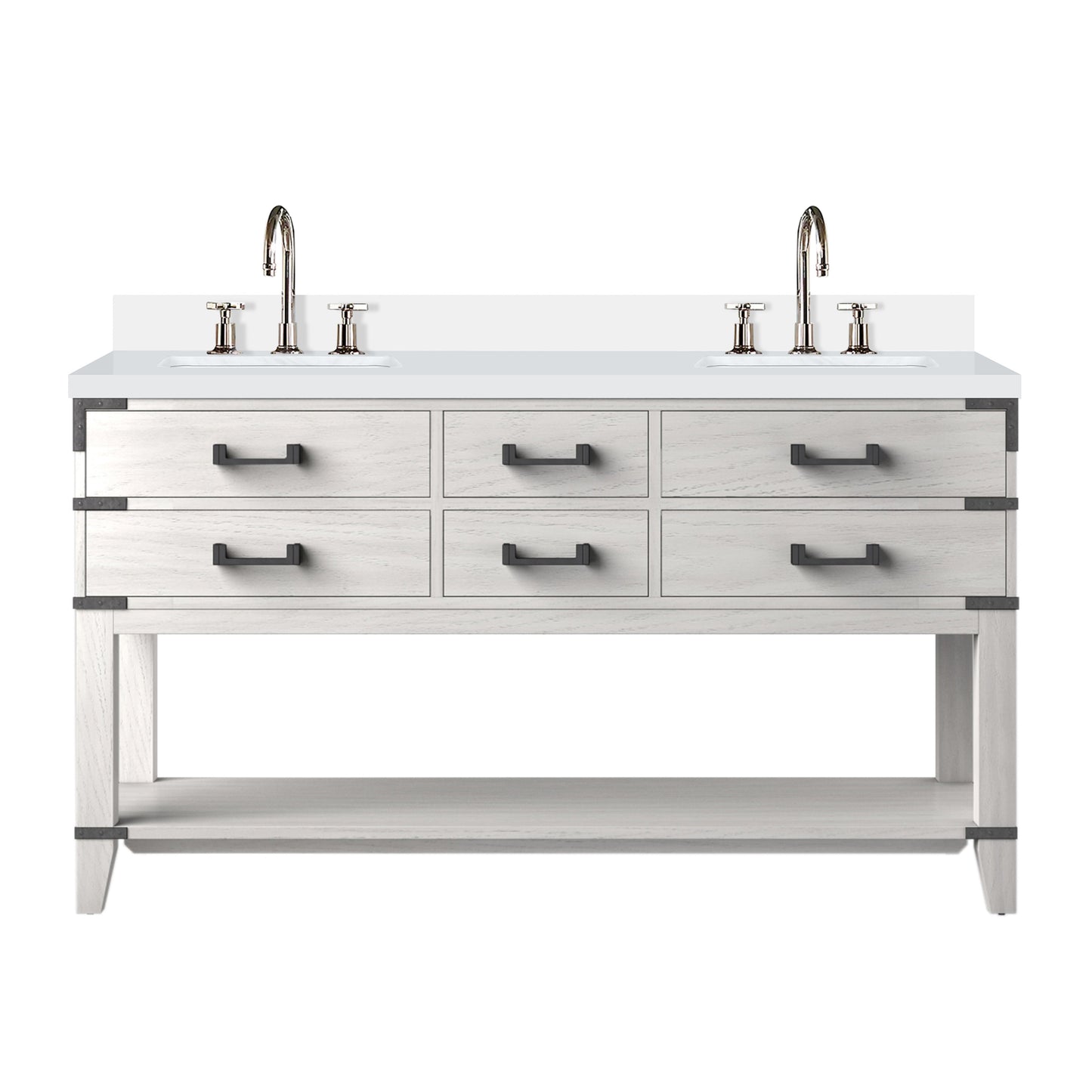 Norwalk 60 in W x 22 in D White Oak Double Bath Vanity