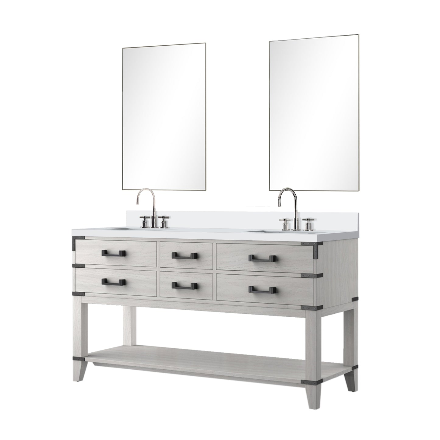 Norwalk 60 in W x 22 in D White Oak Double Bath Vanity