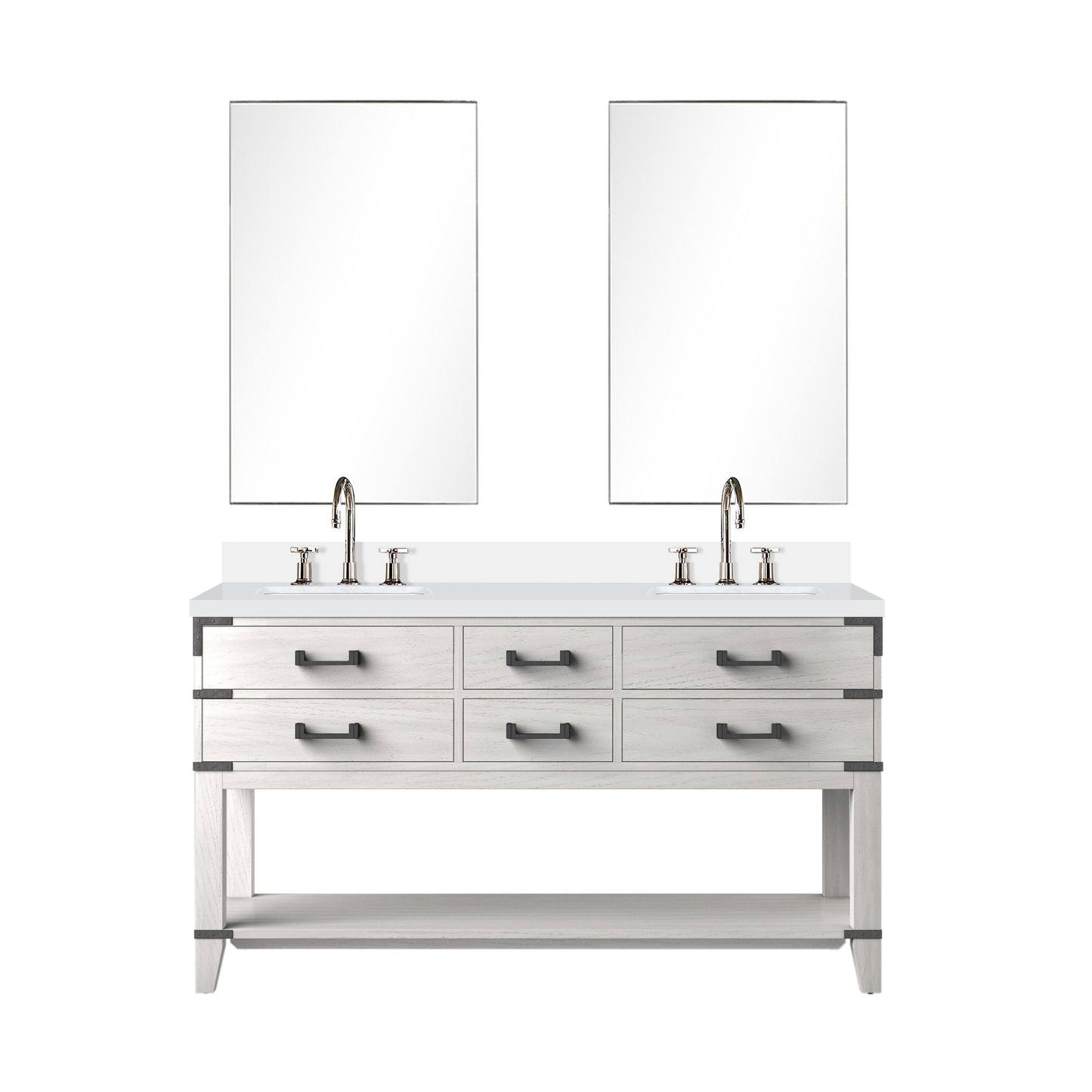 Norwalk 60 in W x 22 in D White Oak Double Bath Vanity