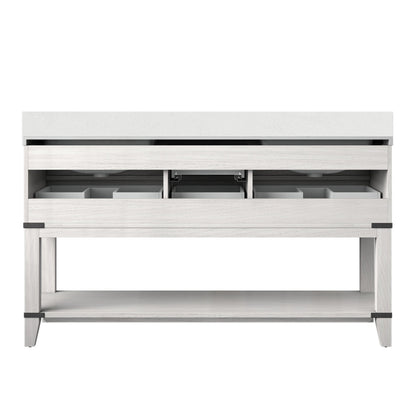 Norwalk 60 in W x 22 in D White Oak Double Bath Vanity