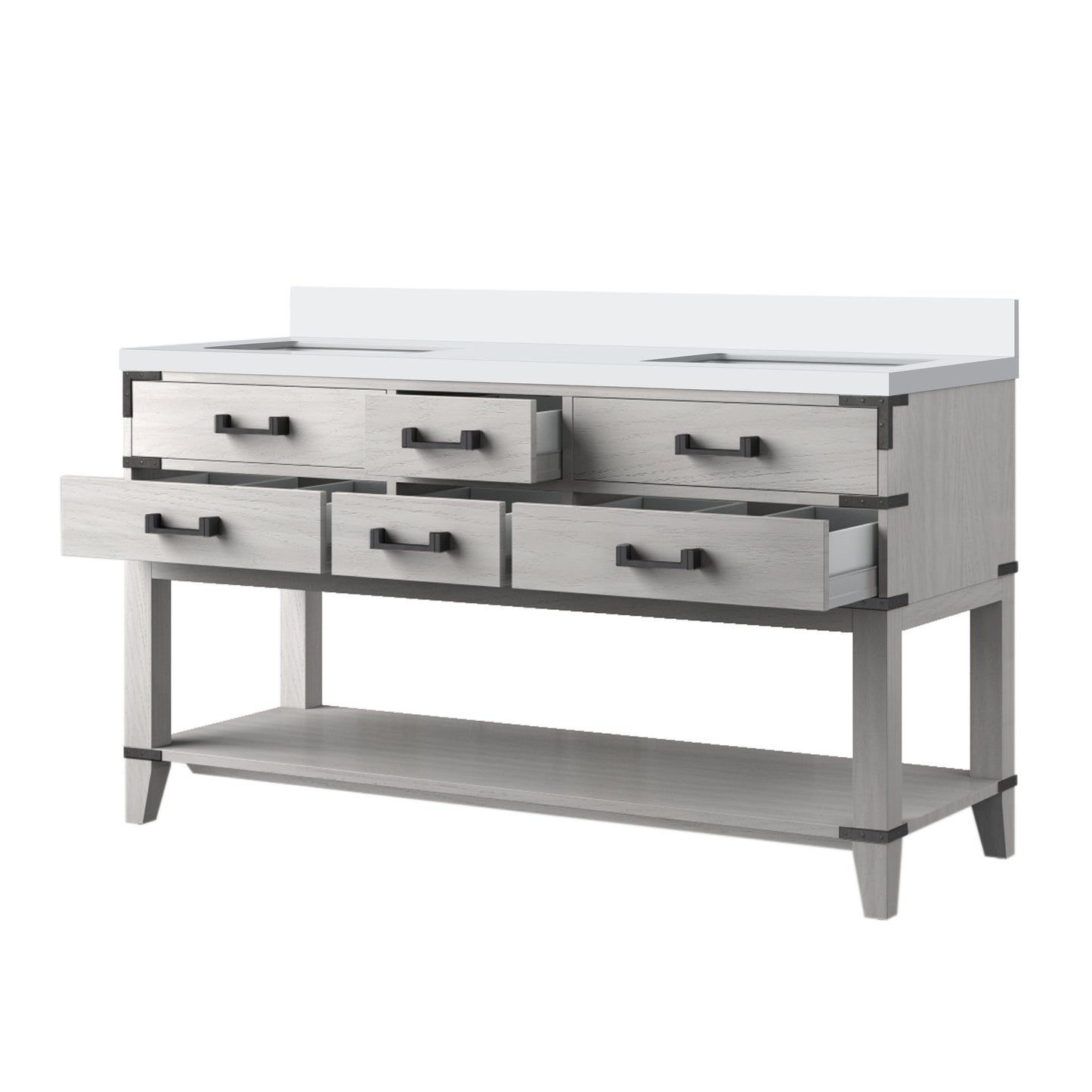 Norwalk 60 in W x 22 in D White Oak Double Bath Vanity