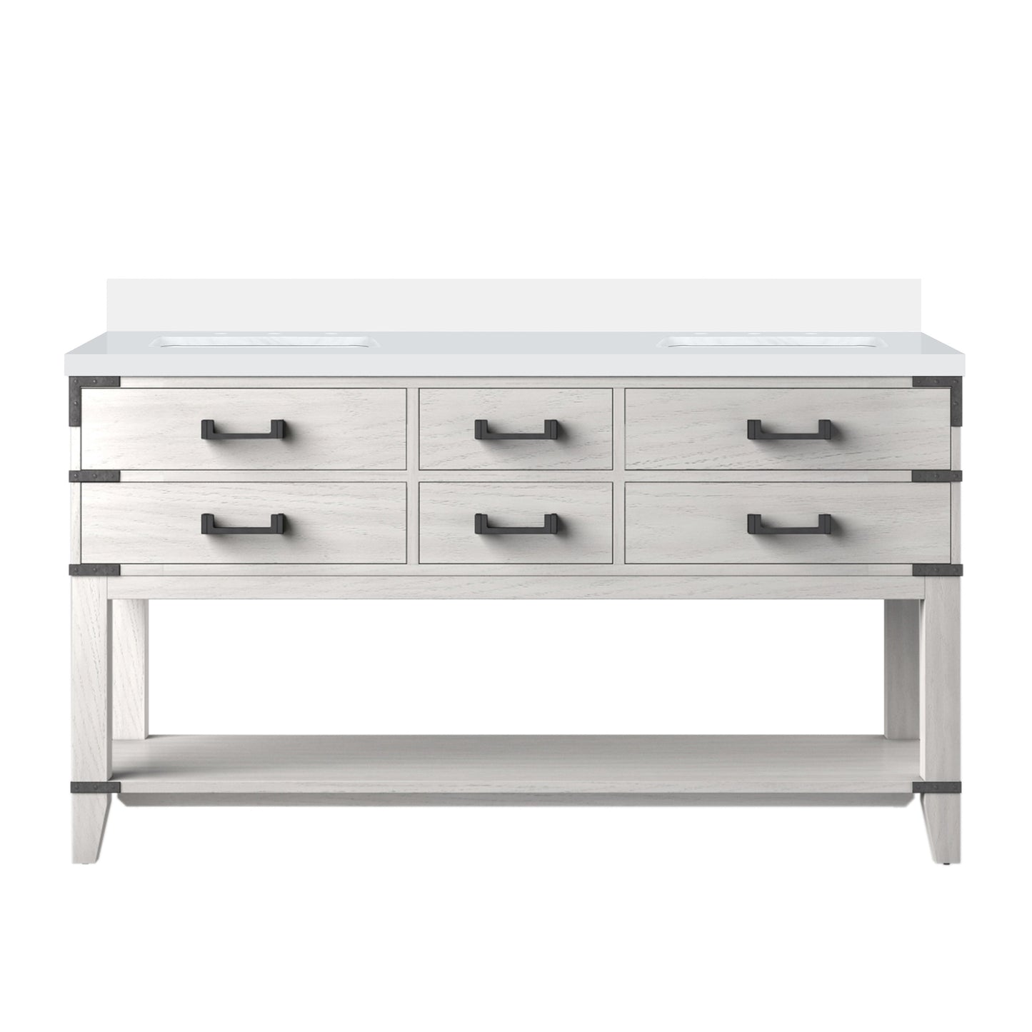 Norwalk 60 in W x 22 in D White Oak Double Bath Vanity