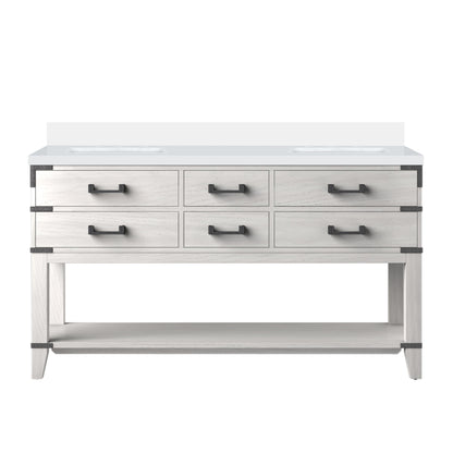 Norwalk 60 in W x 22 in D White Oak Double Bath Vanity
