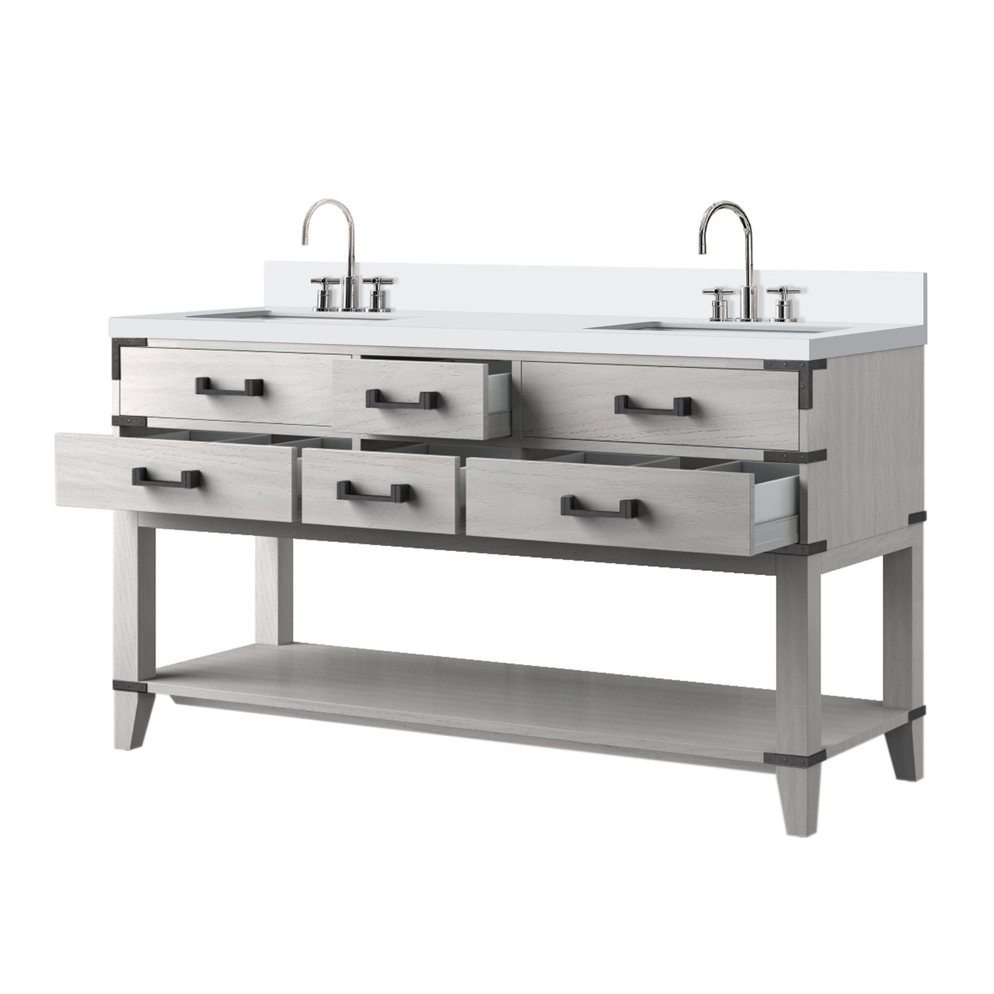 Norwalk 60 in W x 22 in D White Oak Double Bath Vanity