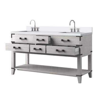 Norwalk 60 in W x 22 in D White Oak Double Bath Vanity