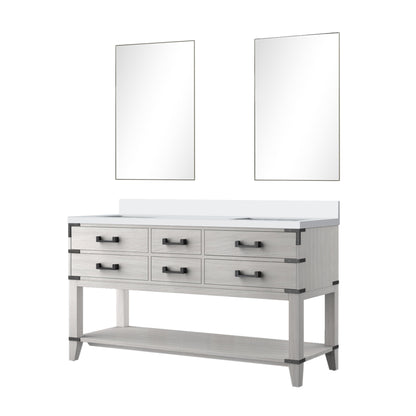 Norwalk 60 in W x 22 in D White Oak Double Bath Vanity