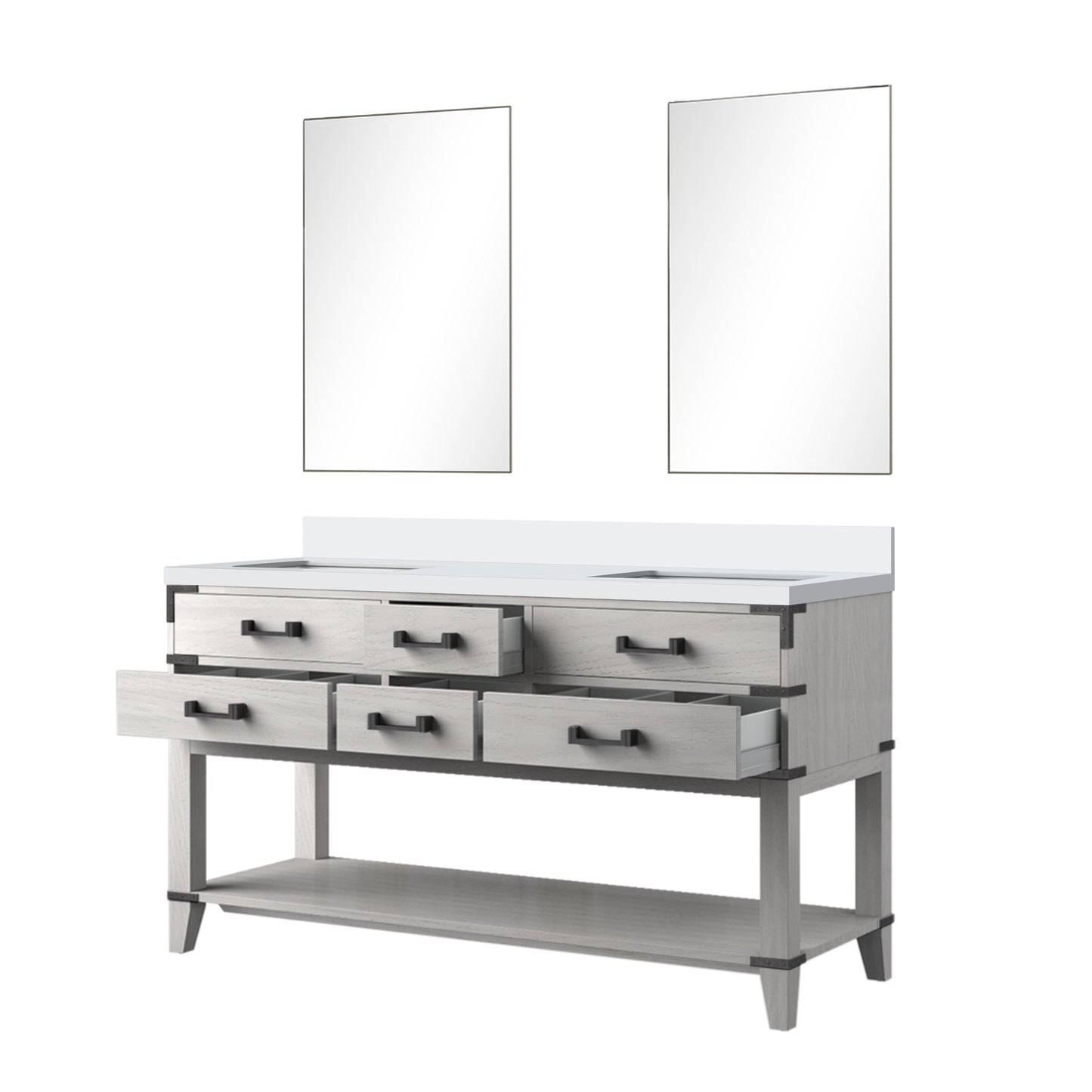 Norwalk 60 in W x 22 in D White Oak Double Bath Vanity