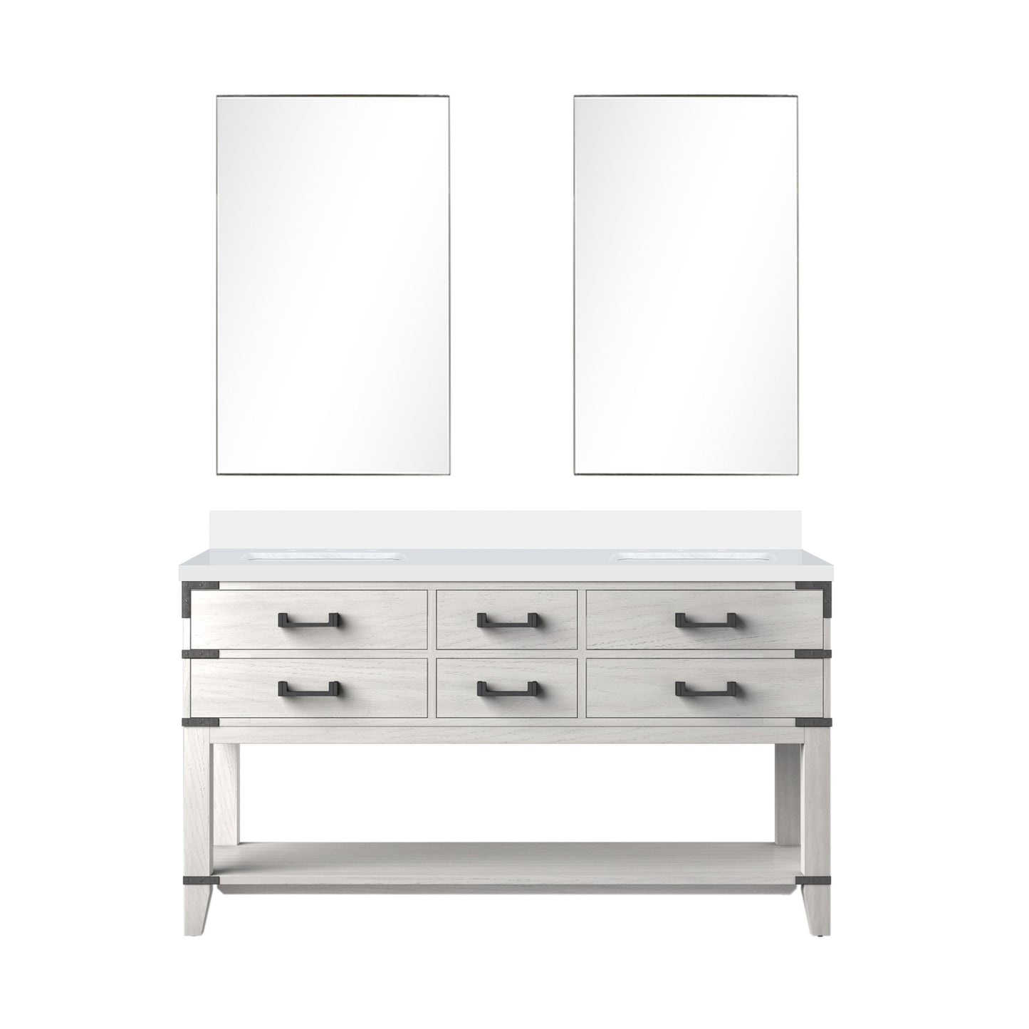 Norwalk 60 in W x 22 in D White Oak Double Bath Vanity