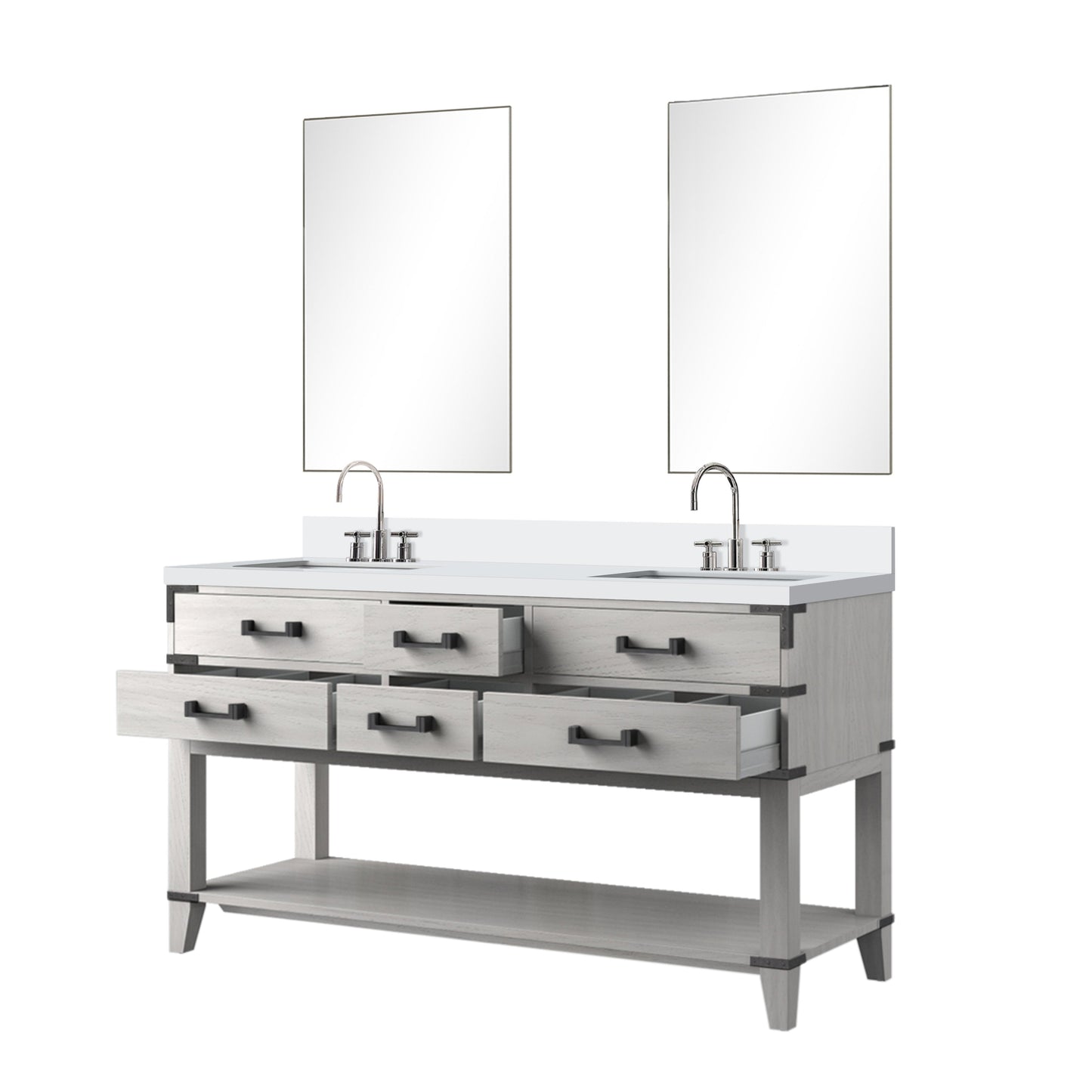 Norwalk 60 in W x 22 in D White Oak Double Bath Vanity
