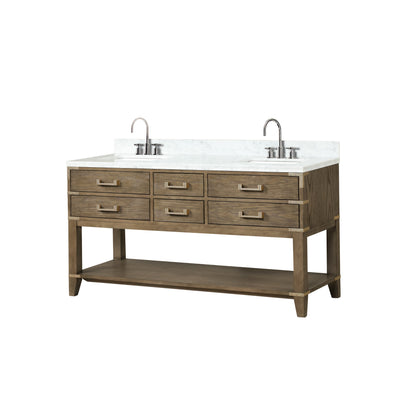 Norwalk 60 in W x 22 in D Grey Oak Double Bath Vanity