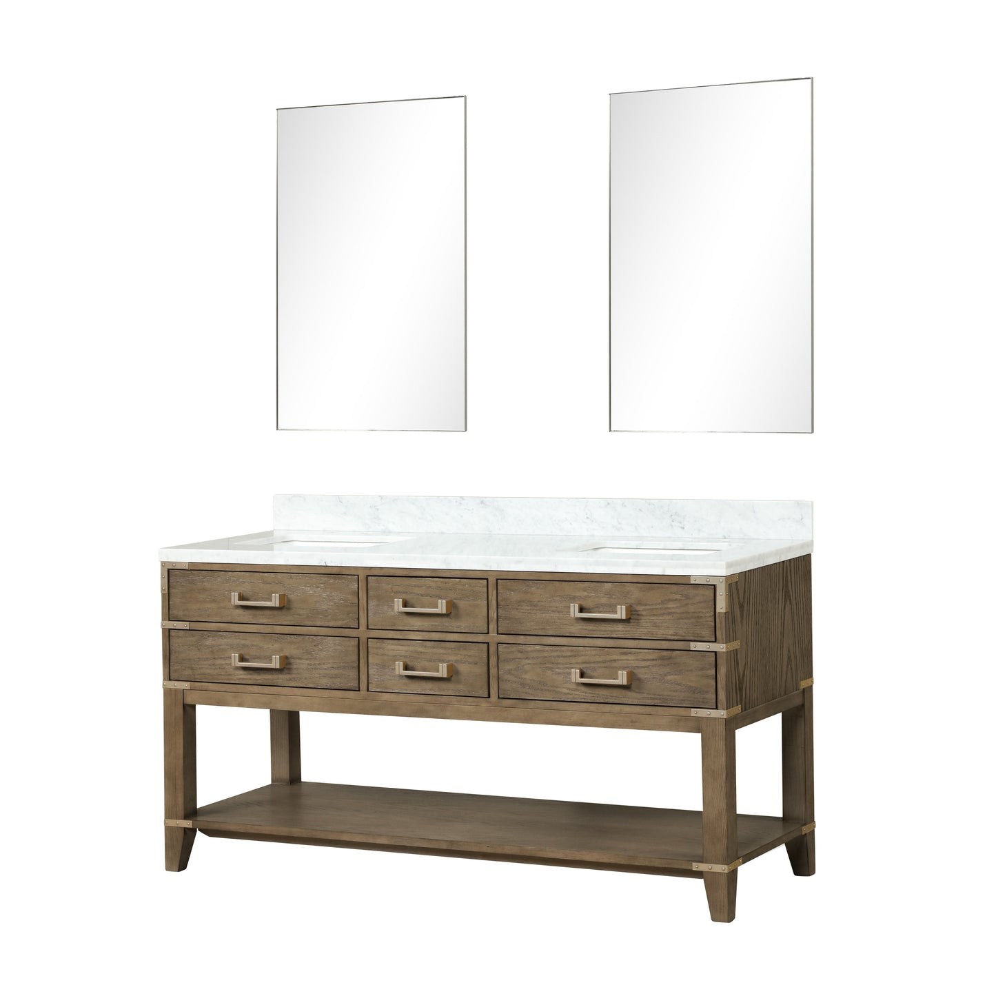 Norwalk 60 in W x 22 in D Grey Oak Double Bath Vanity