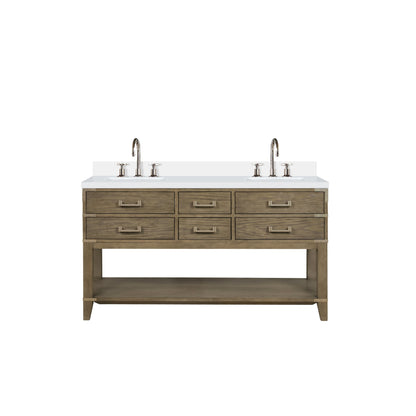 Norwalk 60 in W x 22 in D Grey Oak Double Bath Vanity