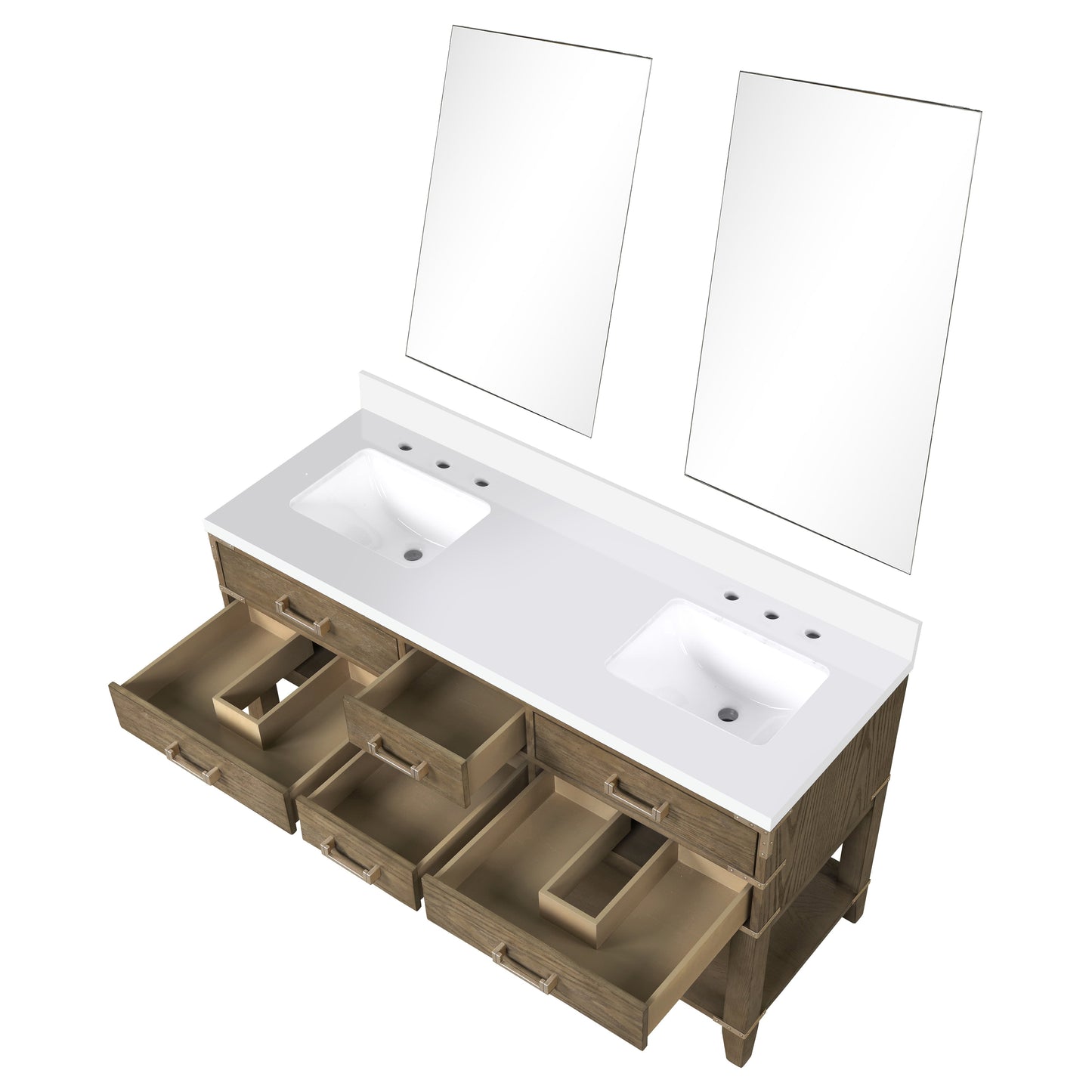 Norwalk 60 in W x 22 in D Grey Oak Double Bath Vanity