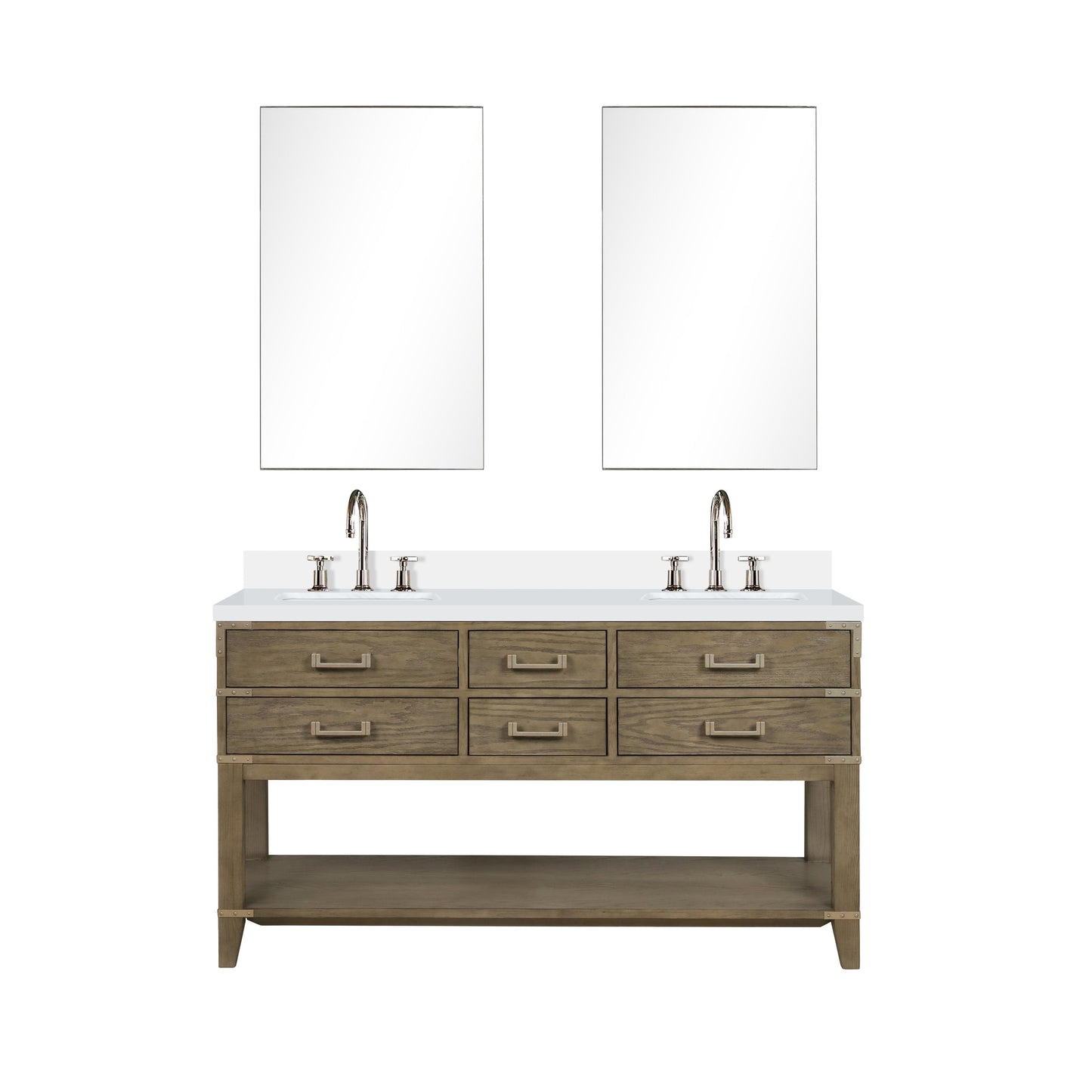 Norwalk 60 in W x 22 in D Grey Oak Double Bath Vanity
