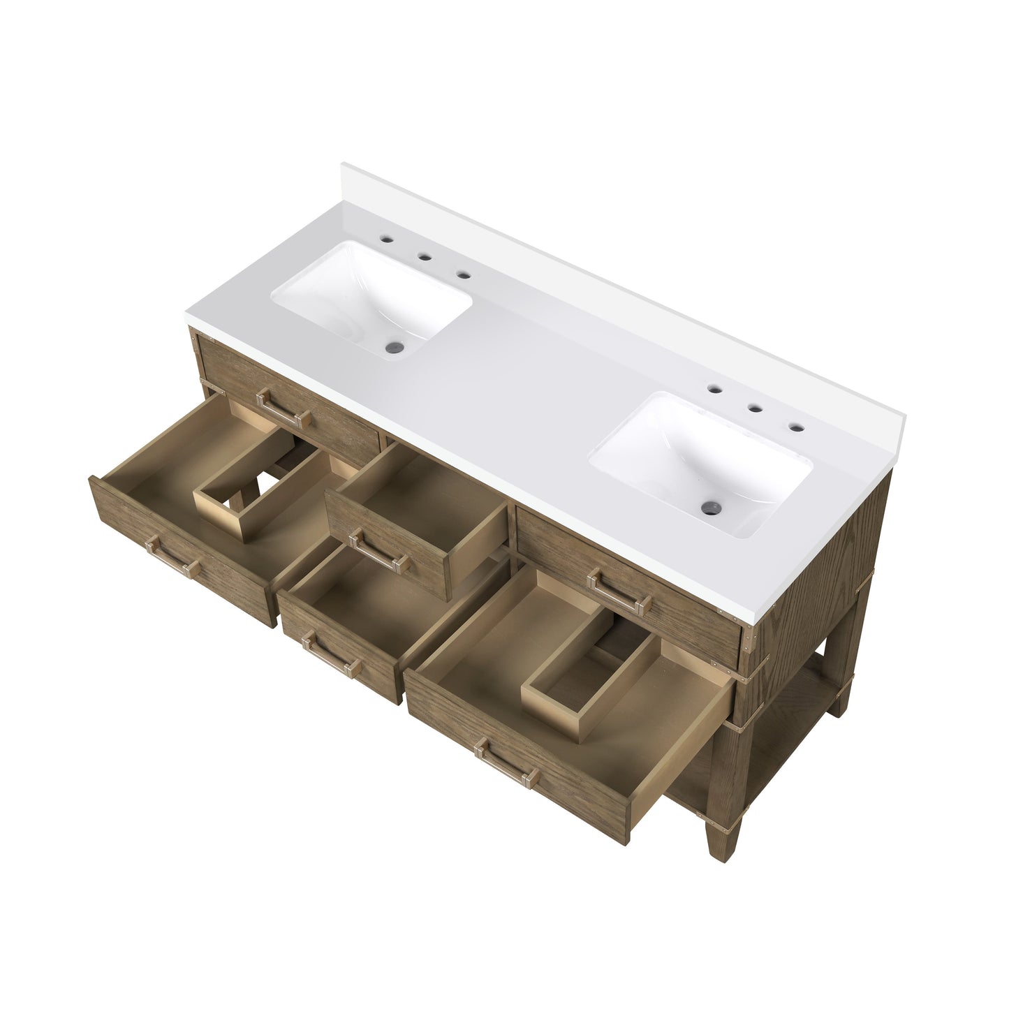 Norwalk 60 in W x 22 in D Grey Oak Double Bath Vanity