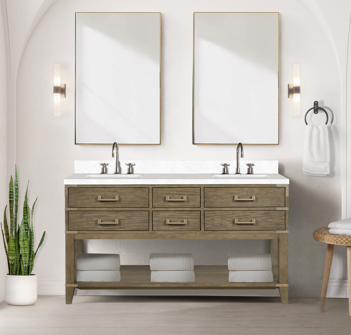 Norwalk 60 in W x 22 in D Grey Oak Double Bath Vanity