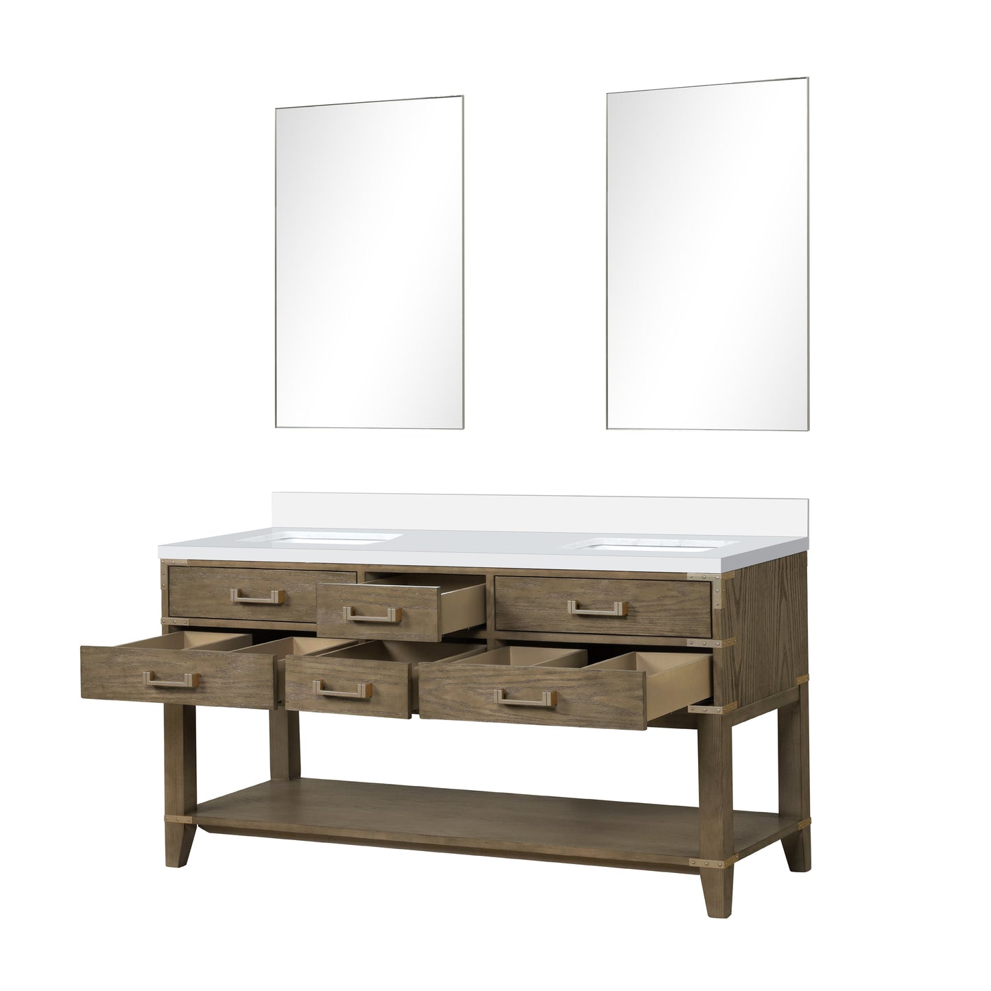 Norwalk 60 in W x 22 in D Grey Oak Double Bath Vanity