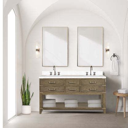 Norwalk 60 in W x 22 in D Grey Oak Double Bath Vanity