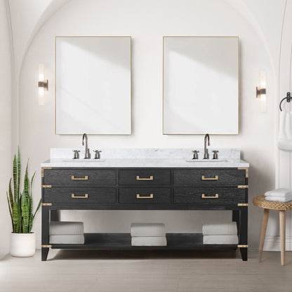 Norwalk 72 in W x 22 in D Black Oak Double Bath Vanity