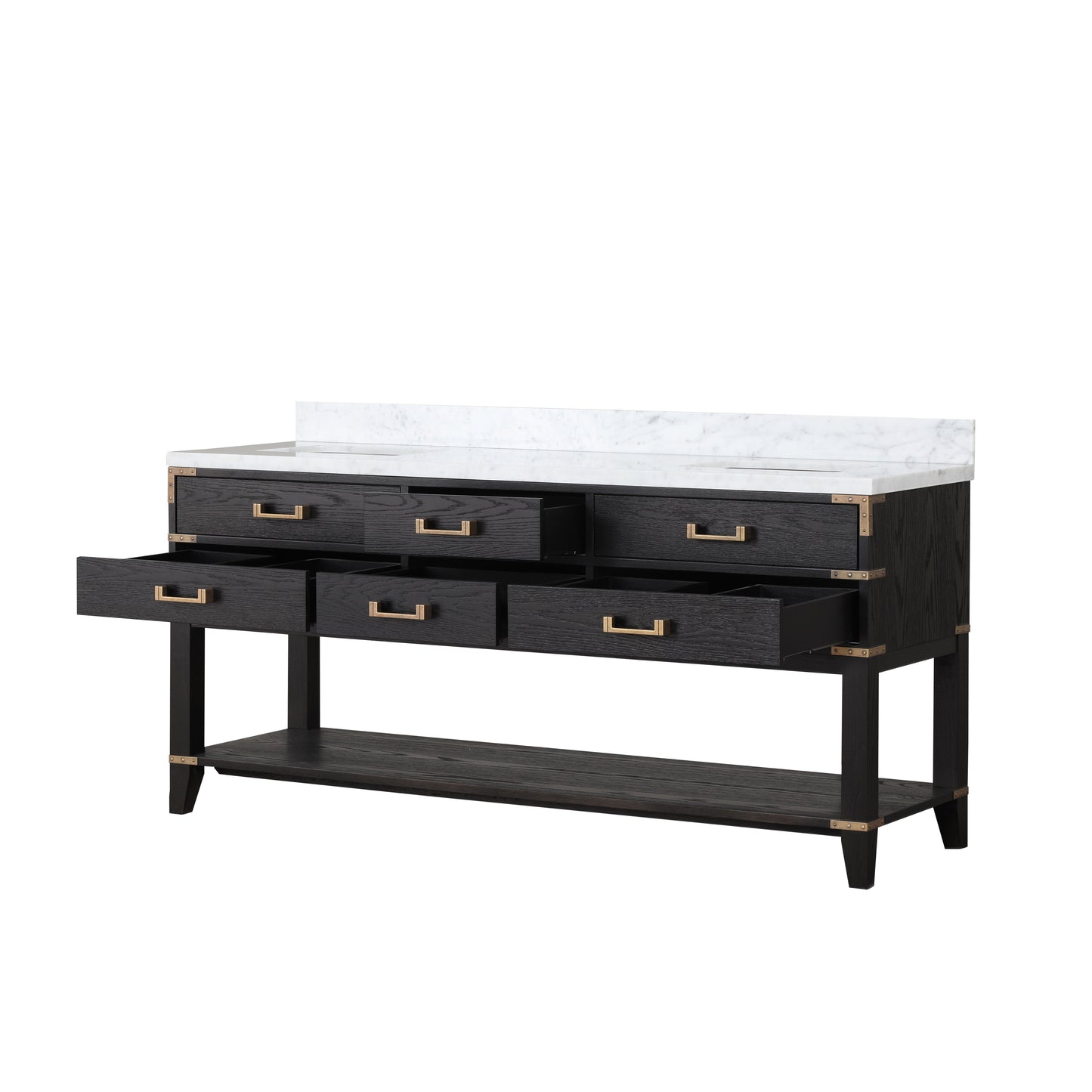 Norwalk 72 in W x 22 in D Black Oak Double Bath Vanity