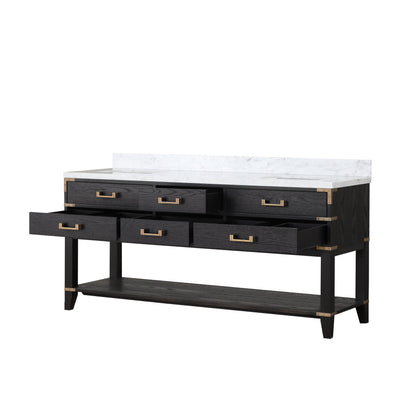 Norwalk 72 in W x 22 in D Black Oak Double Bath Vanity