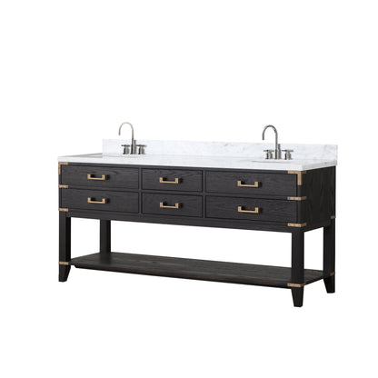 Norwalk 72 in W x 22 in D Black Oak Double Bath Vanity